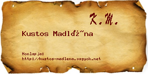 Kustos Madléna névjegykártya